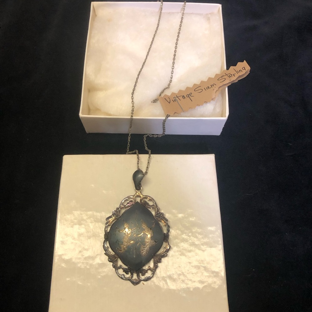 Vintage Siam Black Niello Necklace